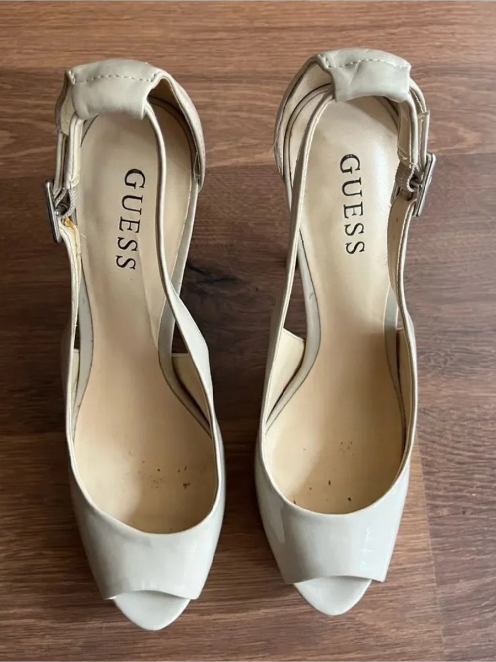 Guess Women's Peep-Toe Slingback Heels in Ivory